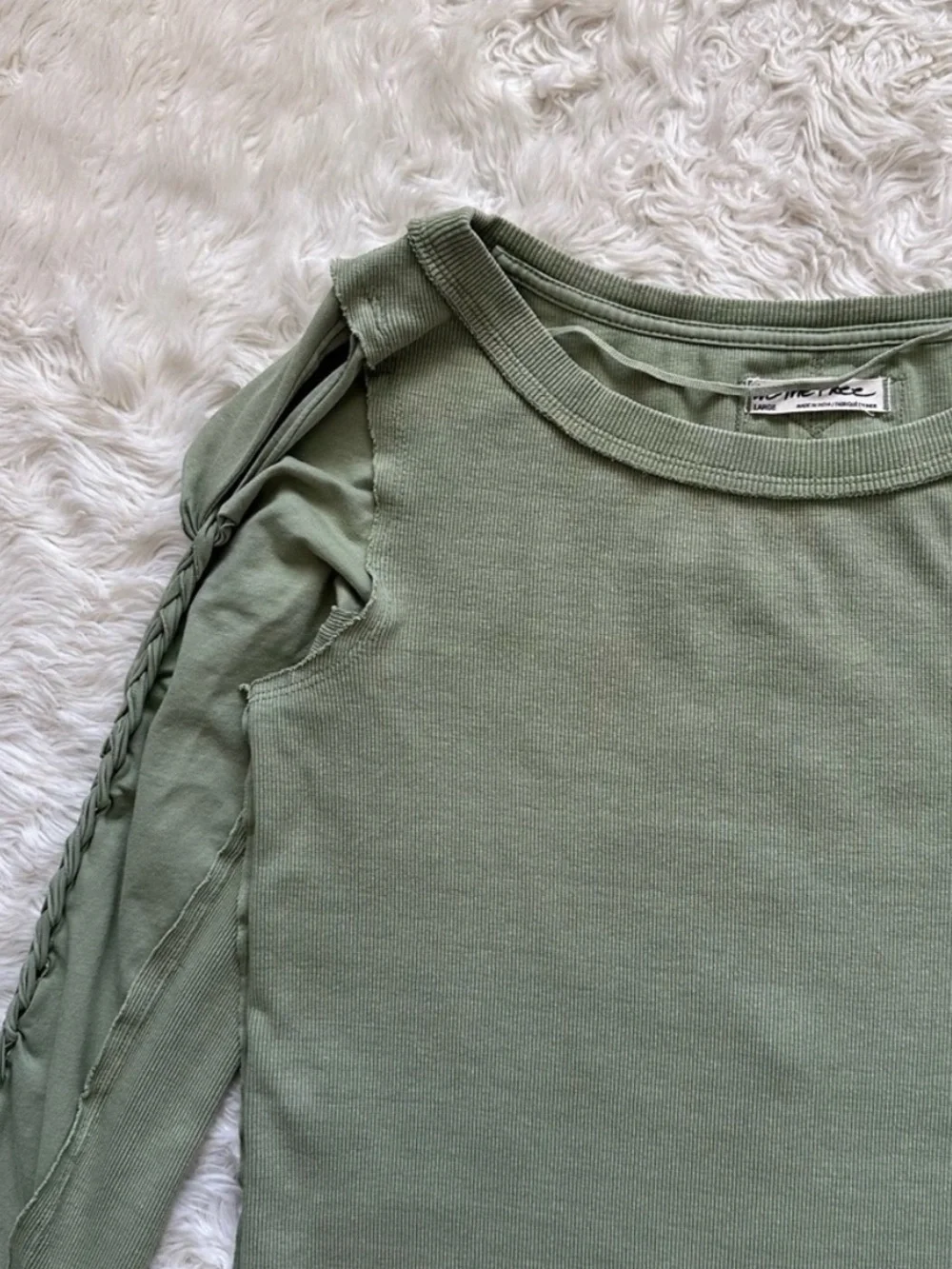 Free People Green Tea Leaves Daisy Chain Cuff Shirt
